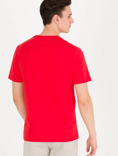 تی شرت مردانه آستین کوتاه یقه گرد معمولی قرمز یو اس پولو
