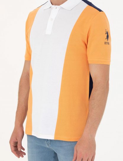 تی شرت مردانه یقه پولو آستین کوتاه ساده معمولی نارنجی یو اس پولو
