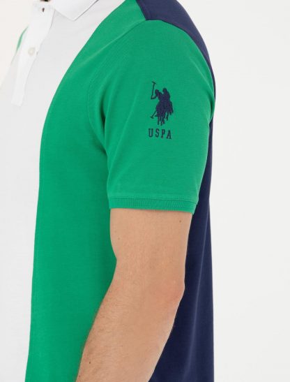 تی شرت مردانه یقه پولو آستین کوتاه ساده معمولی سبز یو اس پولو