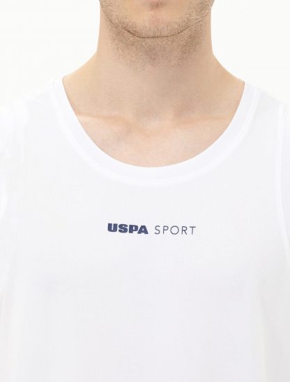 تی شرت مردانه بدون آستین یقه گرد معمولی سفید یو اس پولو