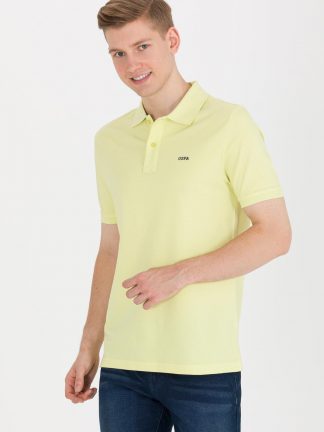 تی شرت مردانه یقه پولو آستین کوتاه ساده معمولی زرد روشن یو اس پولو