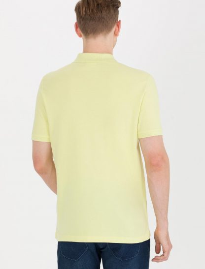 تی شرت مردانه یقه پولو آستین کوتاه ساده معمولی زرد روشن یو اس پولو