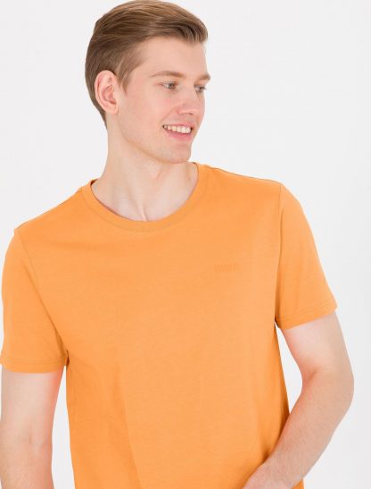 تی شرت مردانه آستین کوتاه یقه گرد معمولی نارنجی یو اس پولو