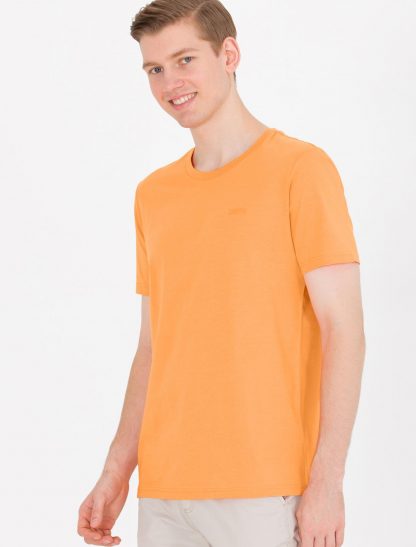 تی شرت مردانه آستین کوتاه یقه گرد معمولی نارنجی یو اس پولو