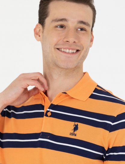 تی شرت مردانه آستین کوتاه یقه پولو راه معمولی نارنجی یو اس پولو