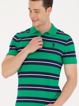 تی شرت مردانه آستین کوتاه یقه پولو راه معمولی سبز یو اس پولو