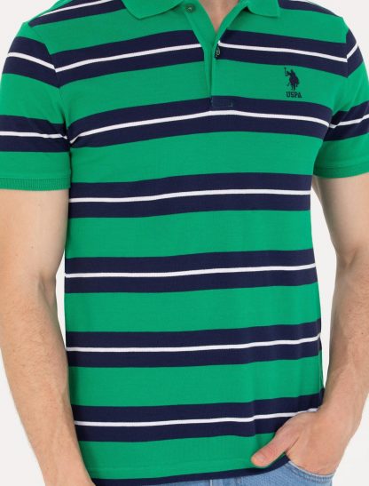 تی شرت مردانه آستین کوتاه یقه پولو راه معمولی سبز یو اس پولو