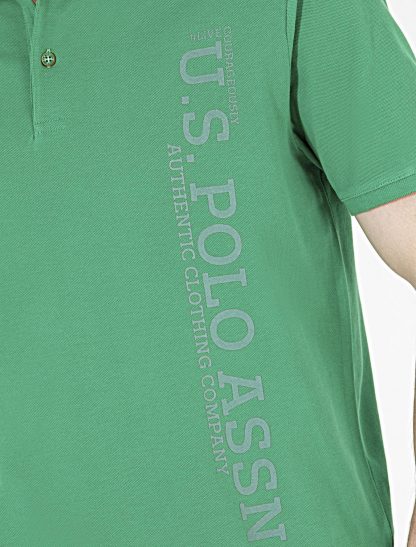 تی شرت مردانه یقه پولو آستین کوتاه طرحدار معمولی سبز یو اس پولو
