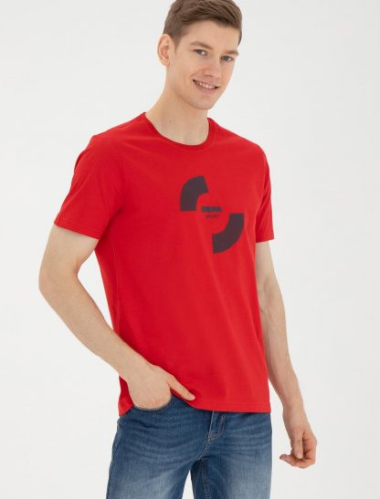 تی شرت مردانه معمولی قرمز یو اس پولو
