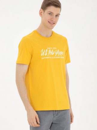 تی شرت مردانه معمولی زعفرانی یو اس پولو