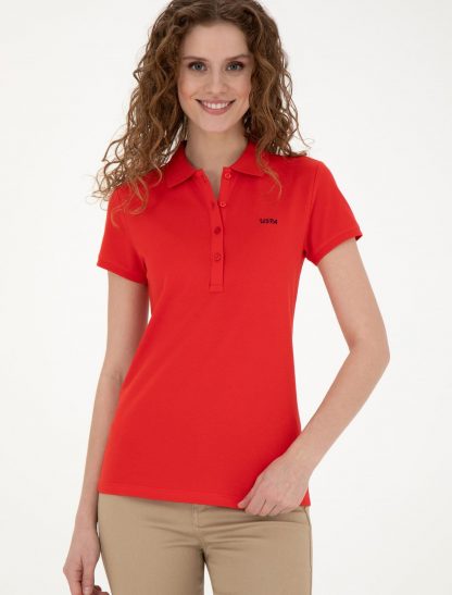 تی شرت زنانه جذب قرمز یو اس پولو