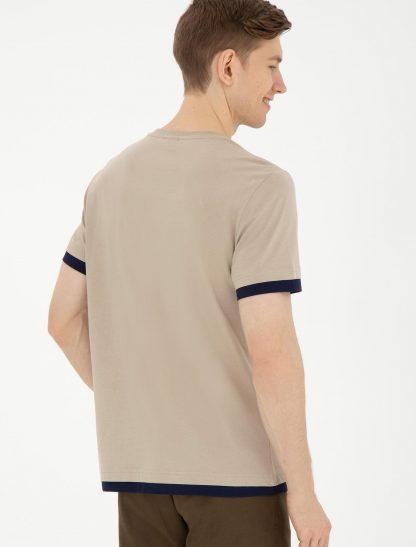تی شرت مردانه معمولی خاکی روشن یو اس پولو