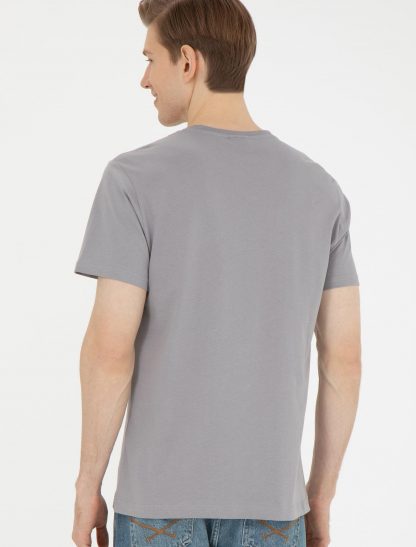 تی شرت مردانه معمولی خاکستری تیره یو اس پولو
