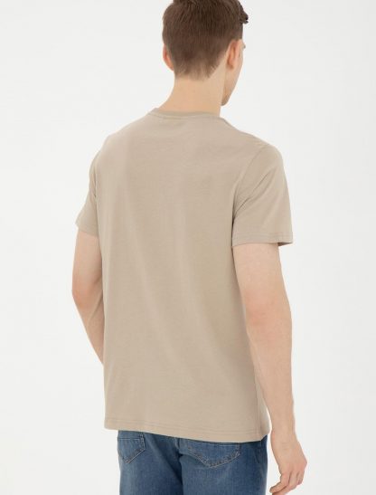 تی شرت مردانه معمولی خاکی روشن یو اس پولو