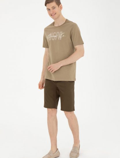 تی شرت مردانه معمولی خاکی یو اس پولو
