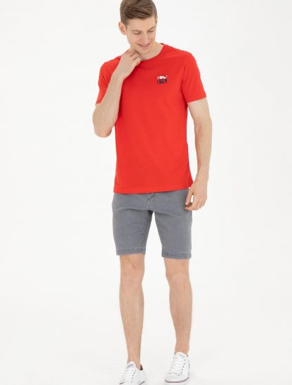 تی شرت مردانه معمولی قرمز یو اس پولو