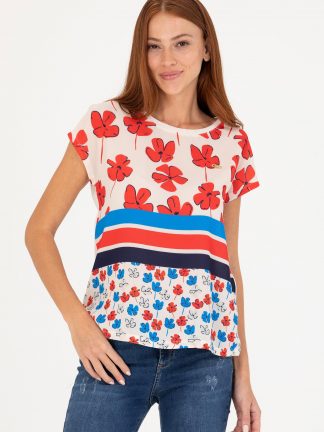 تیشرت زنانه کرم یو اس پولو