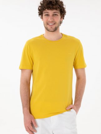 تی شرت مردانه زرد تیره یو اس پولو