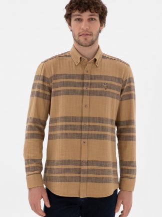 پیراهن مردانه خاکی روشن یو اس پولو