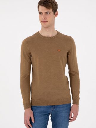 پلیور مردانه خاکی ملانژ یو اس پولو