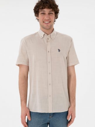 پیراهن آستین کوتاه مردانه طوسی یو اس پولو