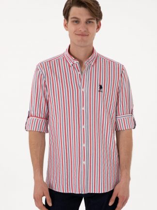 پیراهن مردانه قرمز یو اس پولو