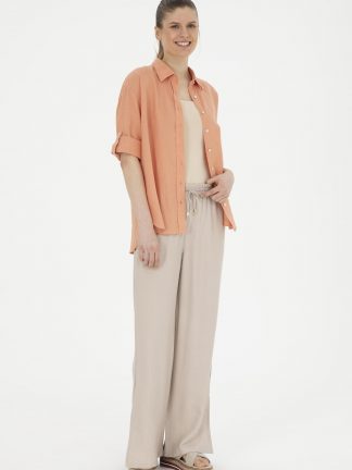 شلوار کتان زنانه طوسی یو اس پولو