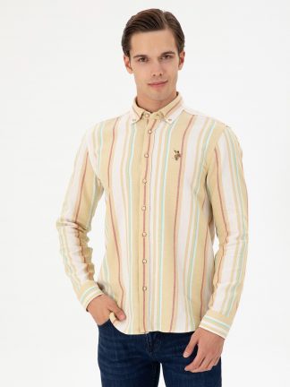 پیراهن مردانه زرد تیره یو اس پولو