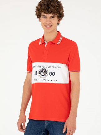پولوشرت مردانه قرمز یو اس پولو