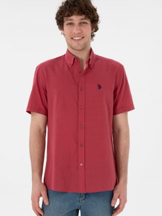 پیراهن آستین کوتاه مردانه آلبالویی یو اس پولو