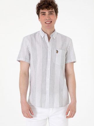 پیراهن آستین کوتاه مردانه خاکستری روشن یو اس پولو