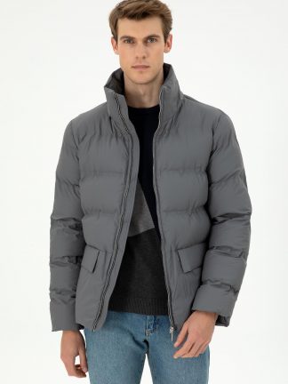 کاپشن مردانه خاکستری روشن یو اس پولو