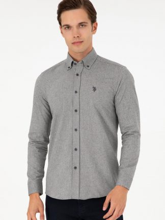 پیراهن مردانه خاکستری تیره یو اس پولو