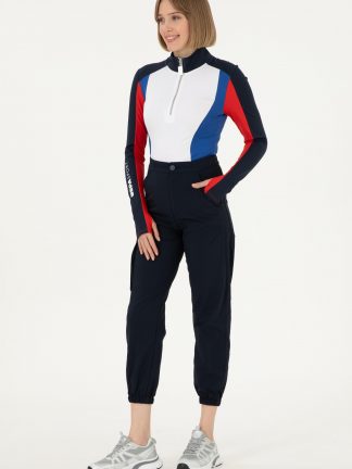 شلوار کتان زنانه سرمه ای یو اس پولو