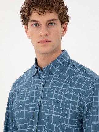 پیراهن مردانه آبی روشن یو اس پولو