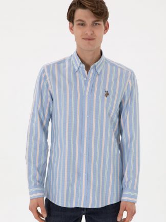 پیراهن مردانه نیلی یو اس پولو