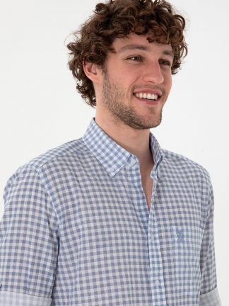 پیراهن مردانه آبی روشن یو اس پولو