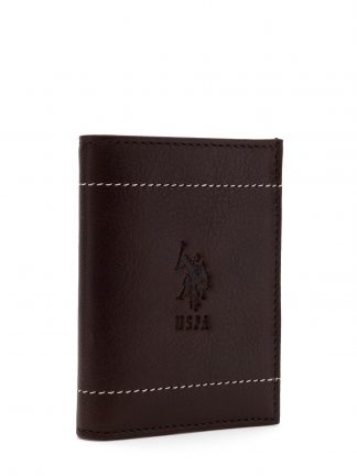 کیف پول و کارت مردانه قهوه ای یو اس پولو