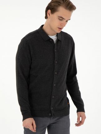 ژاکت مردانه خاکستری تیره یو اس پولو