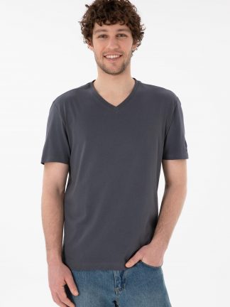 تی شرت مردانه خاکستری تیره یو اس پولو