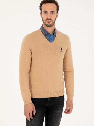 پلیور مردانه کرم ملانژ یو اس پولو