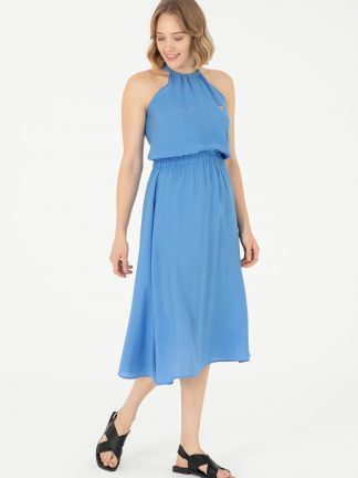 پیراهن و لباس مجلسی زنانه آبی تیره یو اس پولو