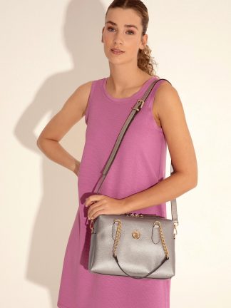 کیف زنانه خاکستری تیره یو اس پولو