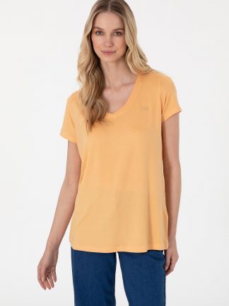 تیشرت زنانه خربزه ای یو اس پولو