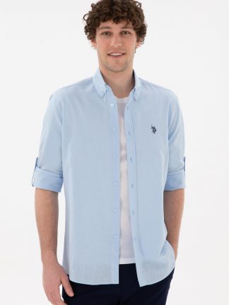 پیراهن مردانه آبی روشن یو اس پولو