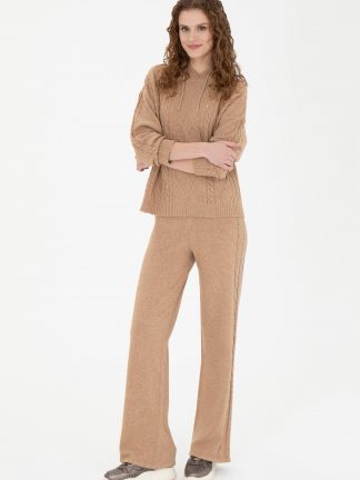 شلوار زنانه کرم ملانژ یو اس پولو