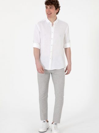 شلوار کتان مردانه خاکستری روشن یو اس پولو