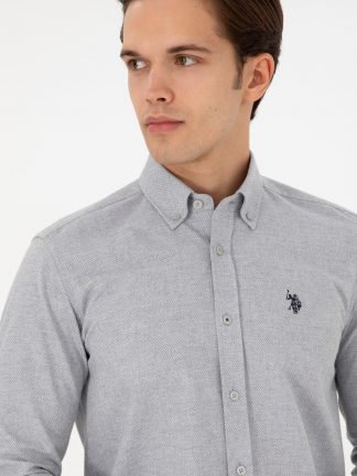 پیراهن مردانه خاکستری روشن یو اس پولو