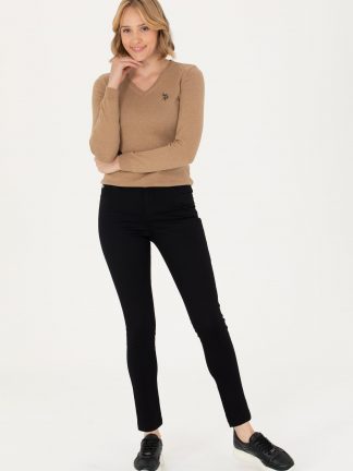 شلوار کتان زنانه مشکی یو اس پولو