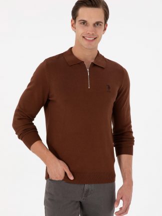 پلیور مردانه قهوه ای یو اس پولو